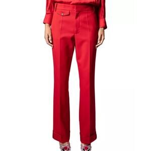 NWT Zadig & Voltaire Poetia Gabardine Relaxed Pants Red size EU 42 Preppy Office